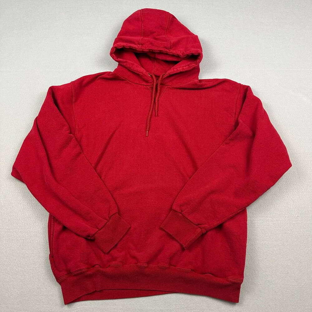 Vintage LL Bean X Russell Athletic Hoodie Men Large Red Solid Sweatshirt L USA